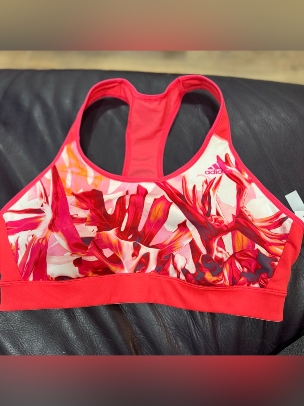Adidas Pink Floral Racerback Sports Bra size L